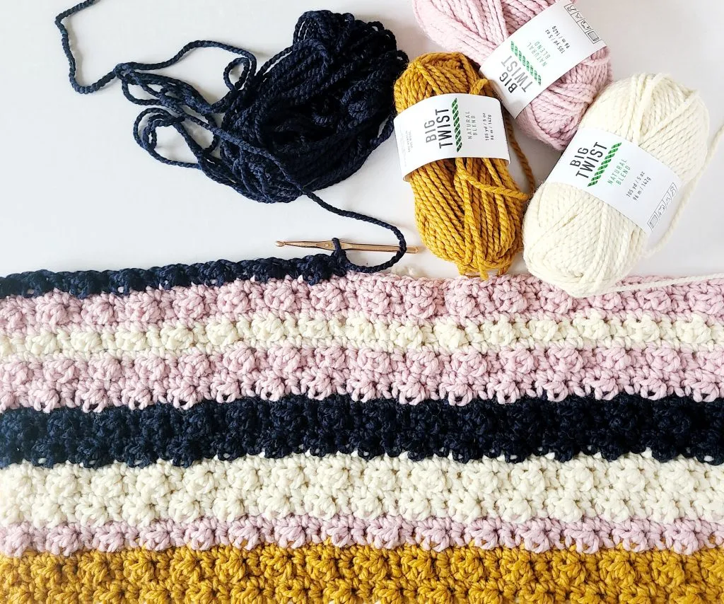Big Twist yarn patterns with various finished projects